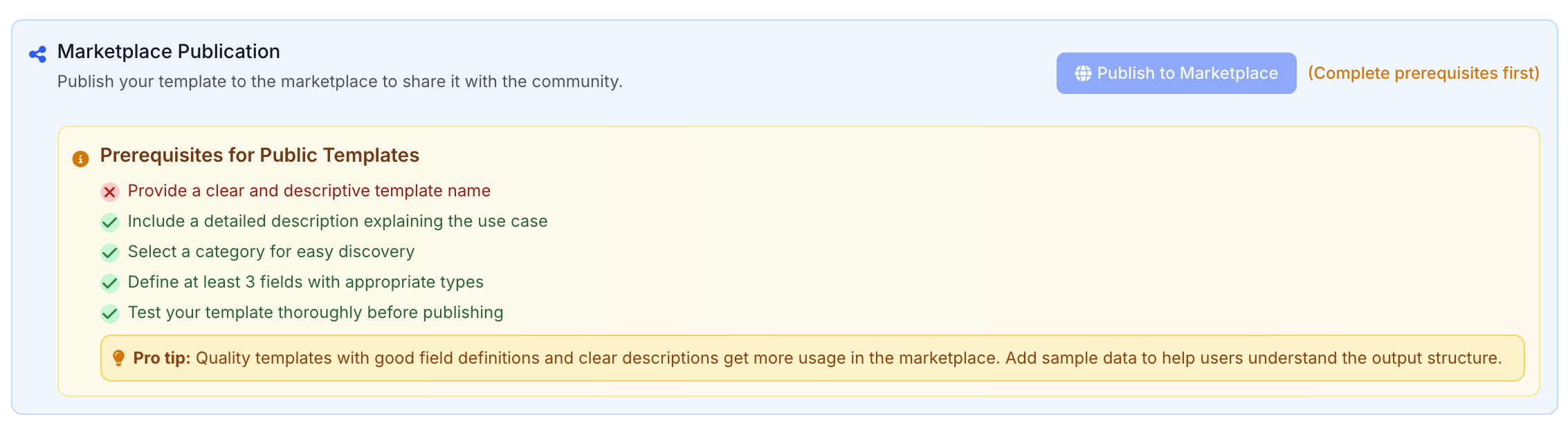Template publication